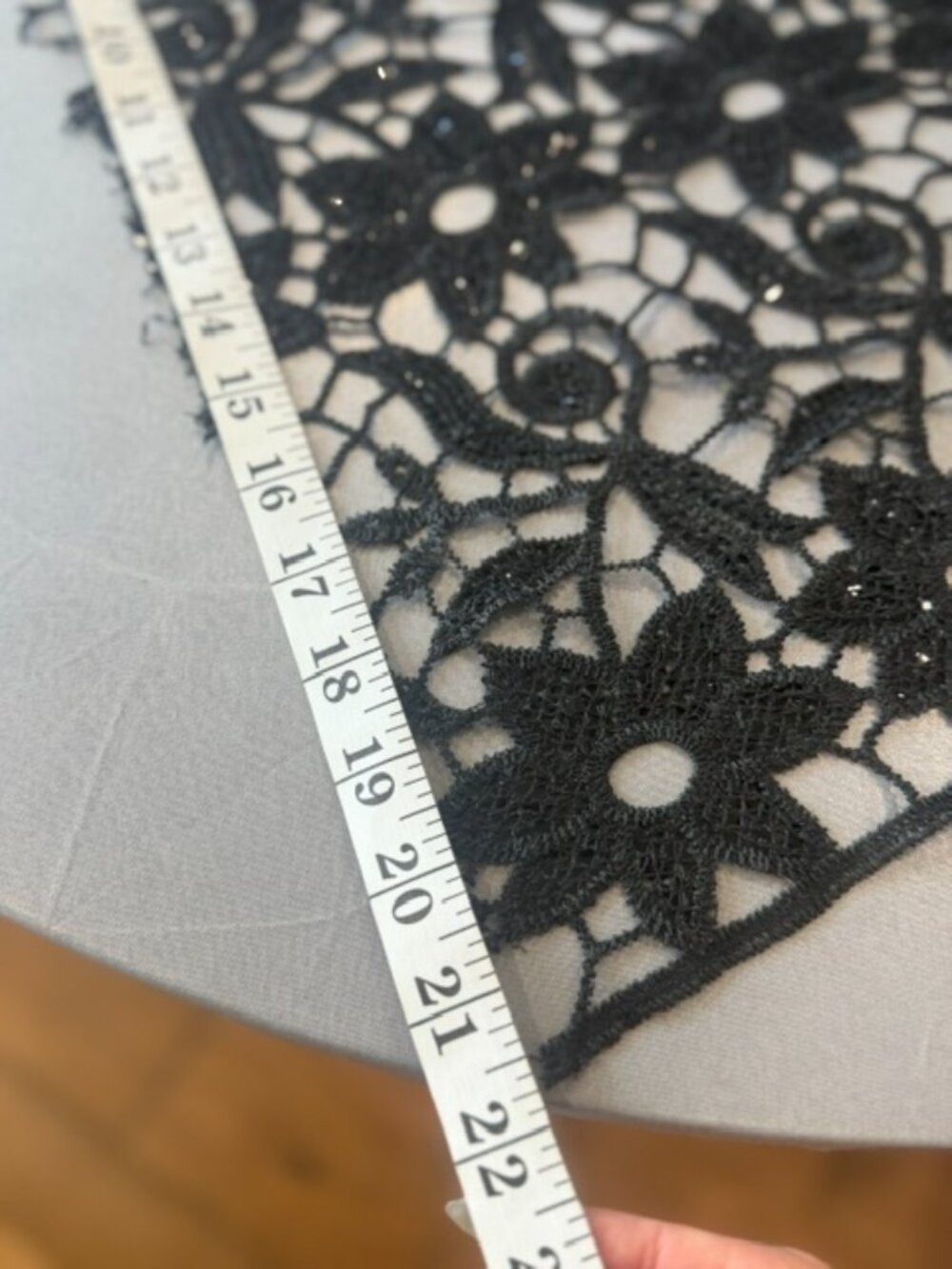 Black Sequin Floral Lace Scarf Wrap Shawl Boho Evening Festival 22x78 - Picture 8 of 8